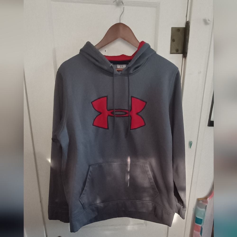 Under Armour Men's Charcoal Hoodie with Red Emblem